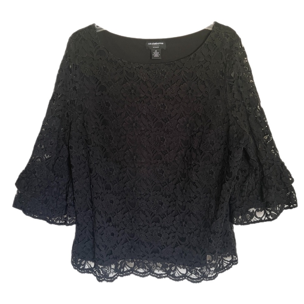 Liz Claiborne | Black Floral Lace Blouse